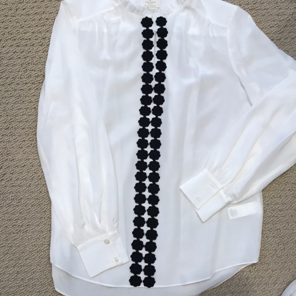 Kate spade blouse with black detail NWOT